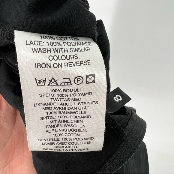 Elegant Black Lace Trim Skirt H&M Goth Practical Magic Hi Lo - Picture 8 of 12